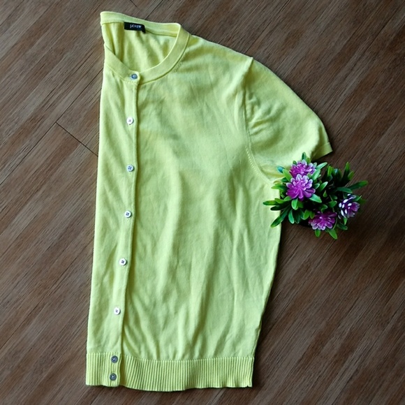J. Crew Lemon Yellow Cardigan Button Down Size M - Picture 7 of 8